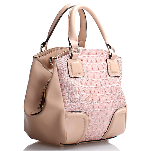 Pink Embossed Leather Bag