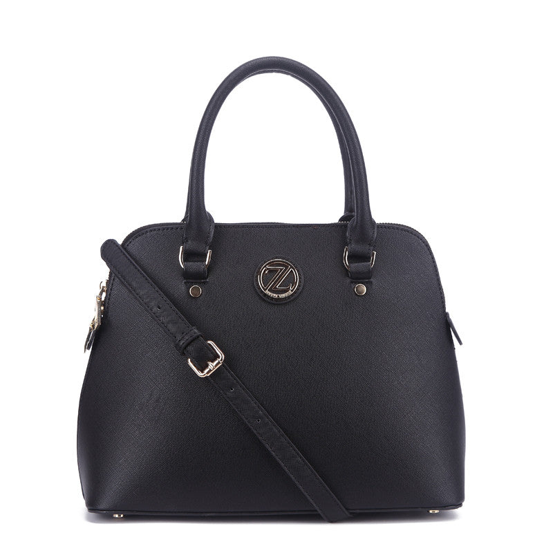 Zeneve London S211  cross hatched Satchel-Black