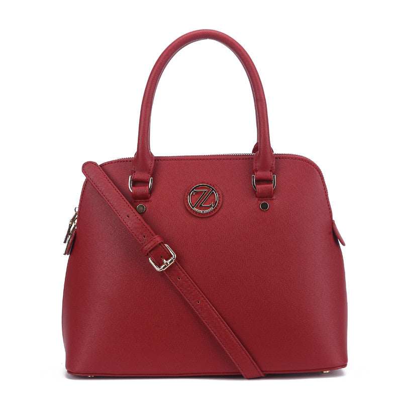 Zeneve London S214  cross hatched Satchel-Red