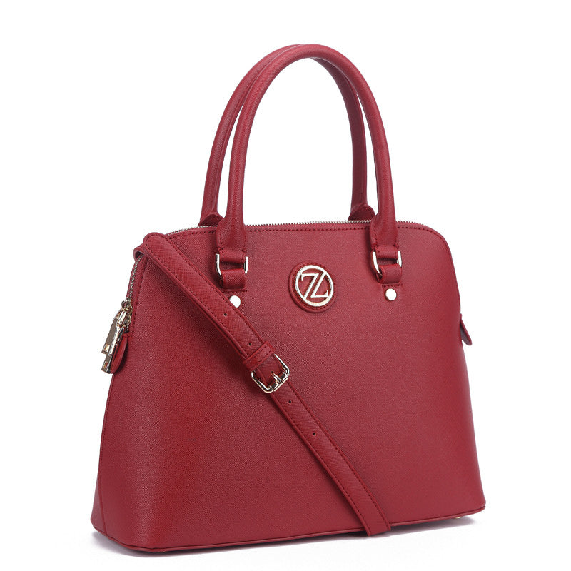 Zeneve London S214  cross hatched Satchel-Red