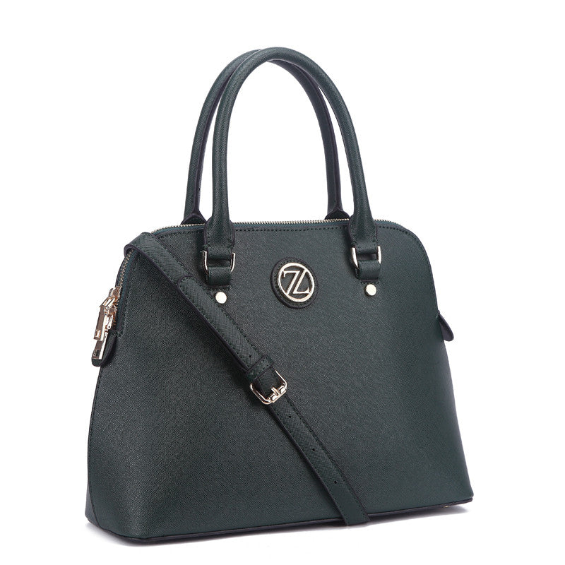 Zeneve London S213  cross hatched Satchel-Green