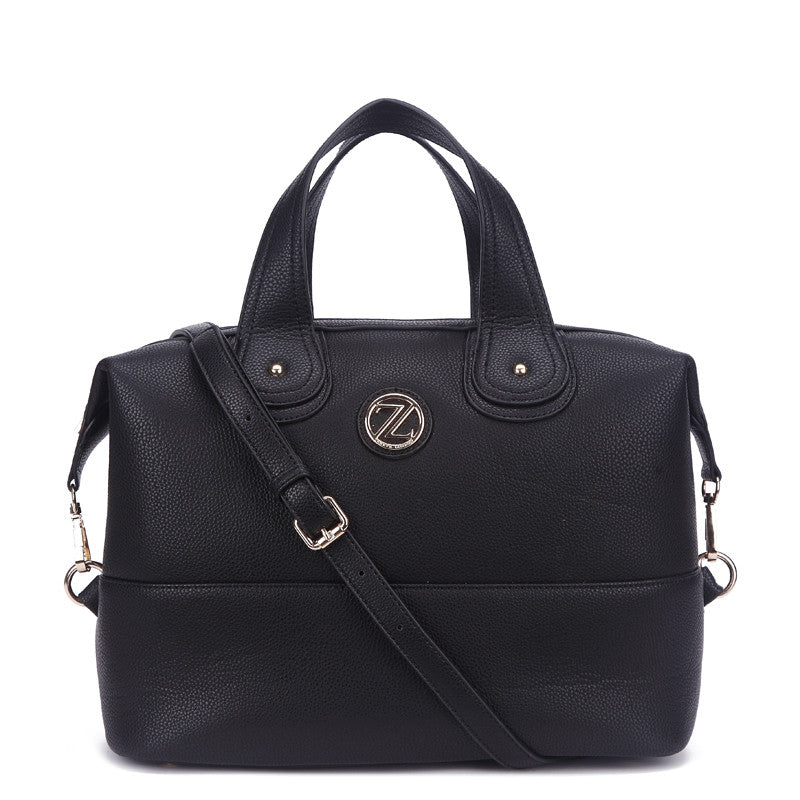Zeneve London S223 Classic looped Satchel bag for women-Black