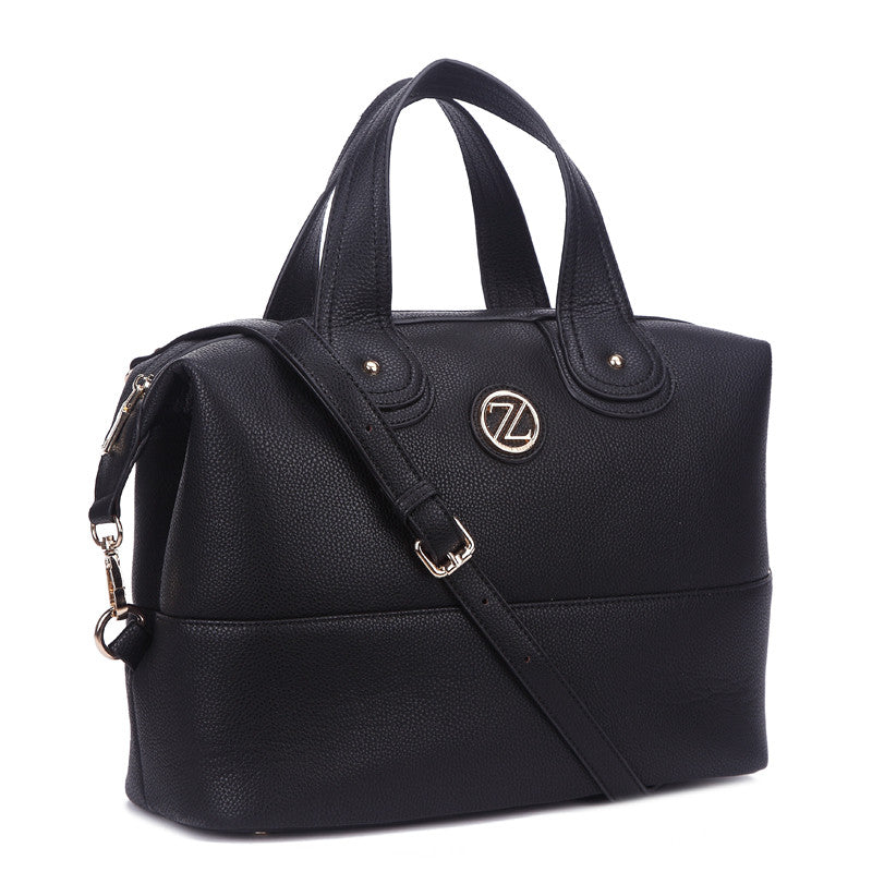 Zeneve London S223 Classic looped Satchel bag for women-Black
