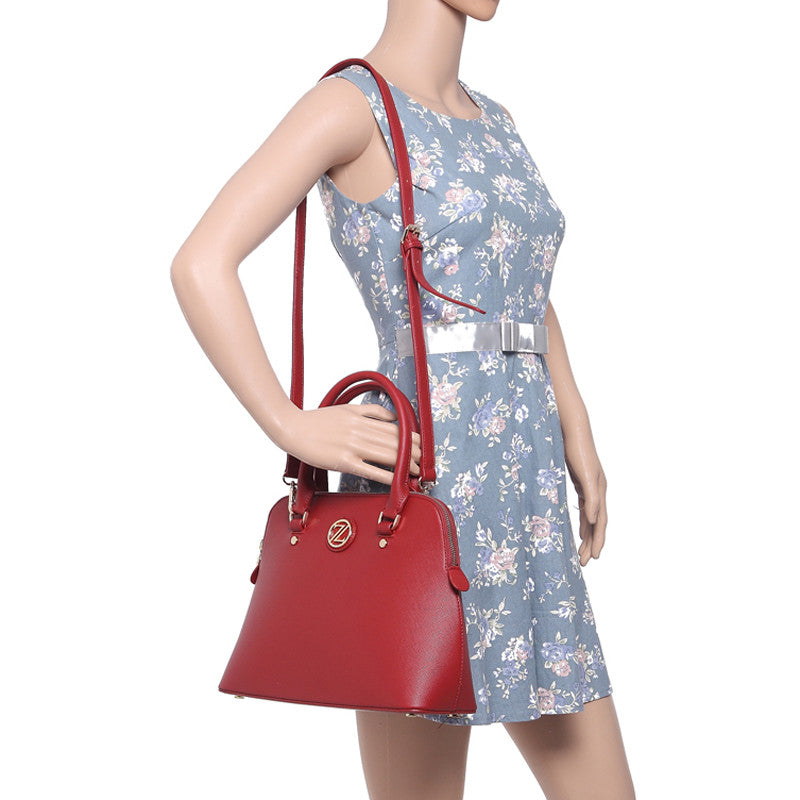 Zeneve London S214  cross hatched Satchel-Red