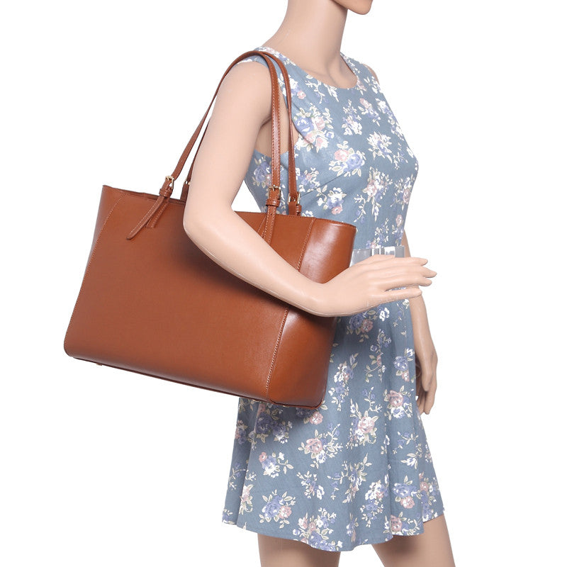 Zeneve London T222 Classic Tote-Brown