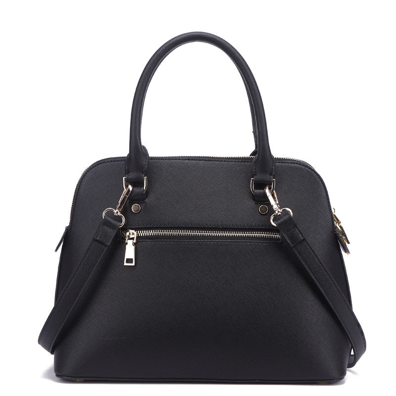Zeneve London S211  cross hatched Satchel-Black