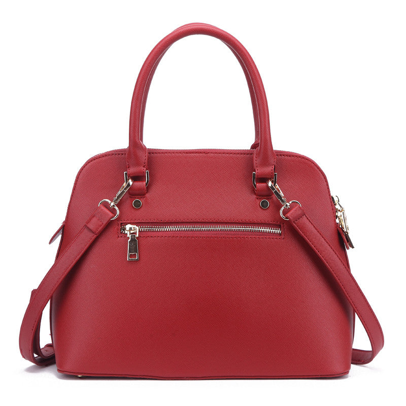 Zeneve London S214  cross hatched Satchel-Red