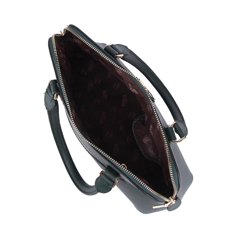 Zeneve London S213  cross hatched Satchel-Green