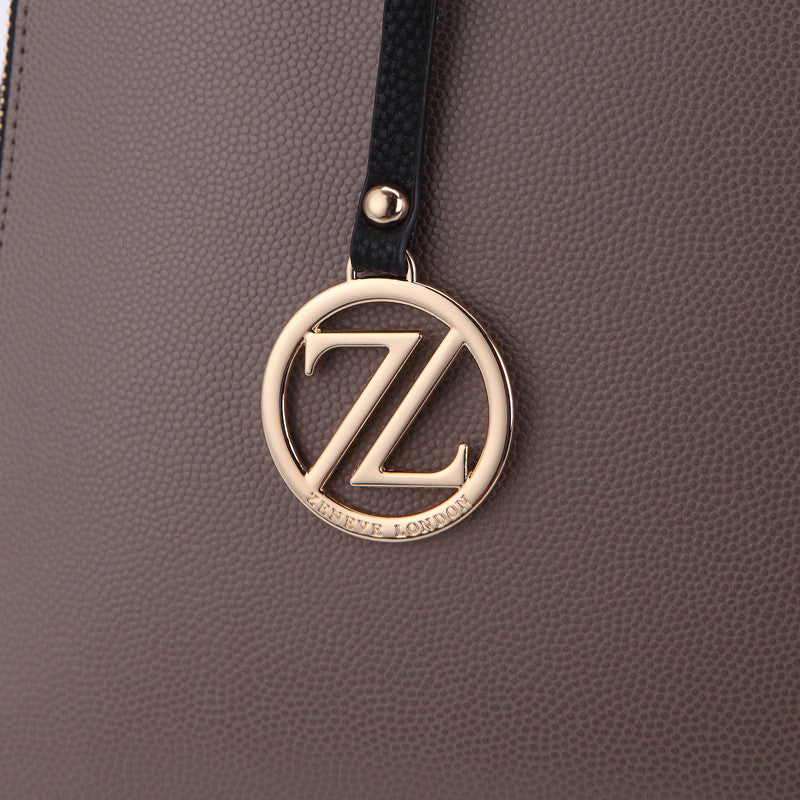 Zeneve London T211 Solid Color Zip Around Tote-Grey