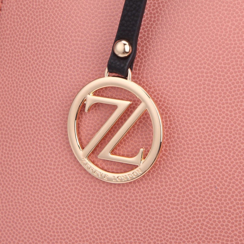 Zeneve London T212 Solid Color Zip Around Tote-Pink