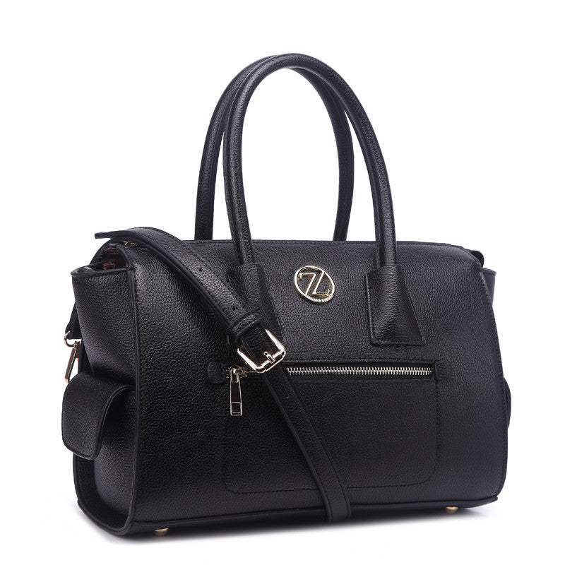 Zeneve London S241 Natural Grain Satchel-Black