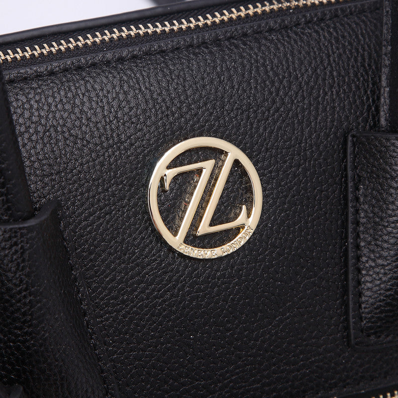 Zeneve London S241 Natural Grain Satchel-Black