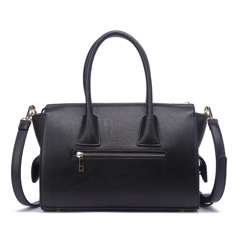 Zeneve London S241 Natural Grain Satchel-Black