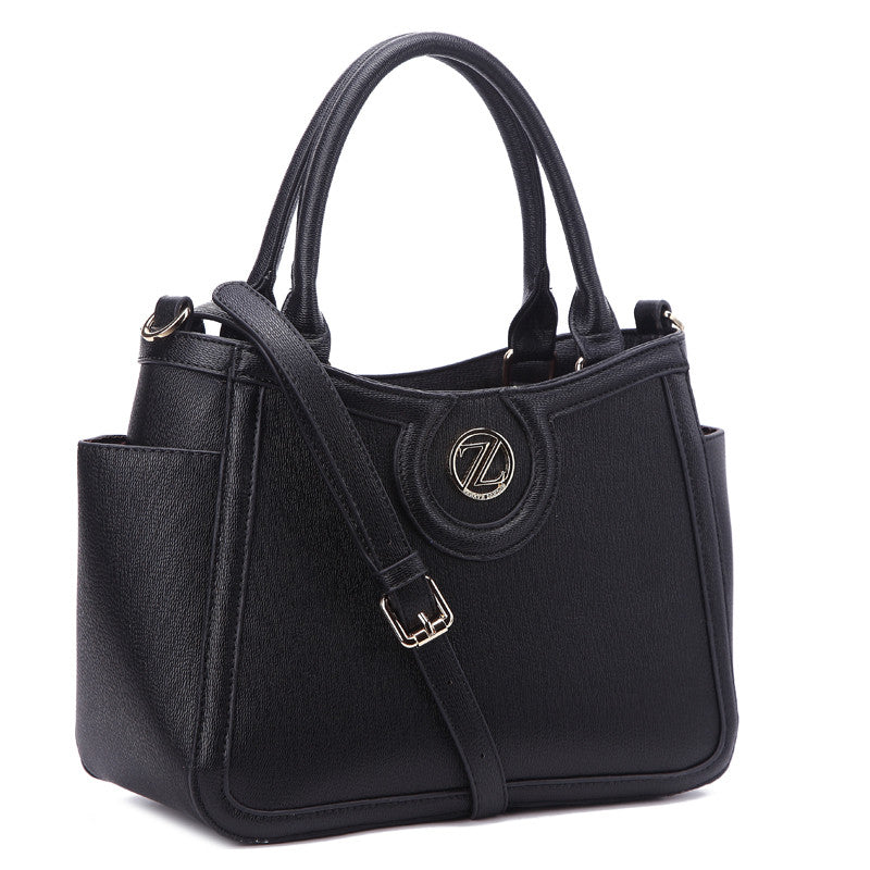 Zeneve London S231 strippled monotone Satchel-Black