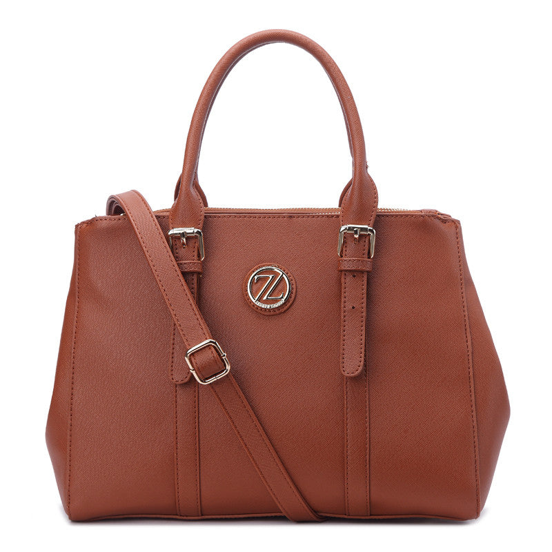 Zeneve London S252 Belted Handle Satchel-Brown