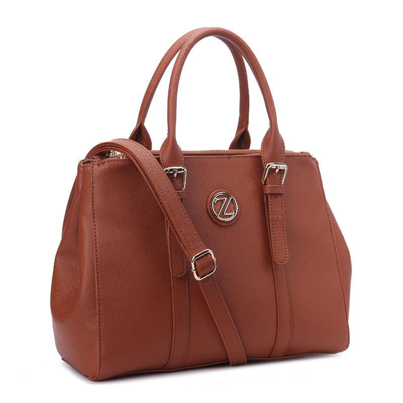 Zeneve London S252 Belted Handle Satchel-Brown