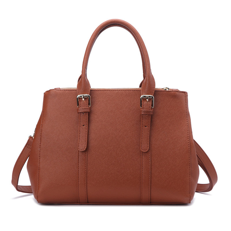 Zeneve London S252 Belted Handle Satchel-Brown