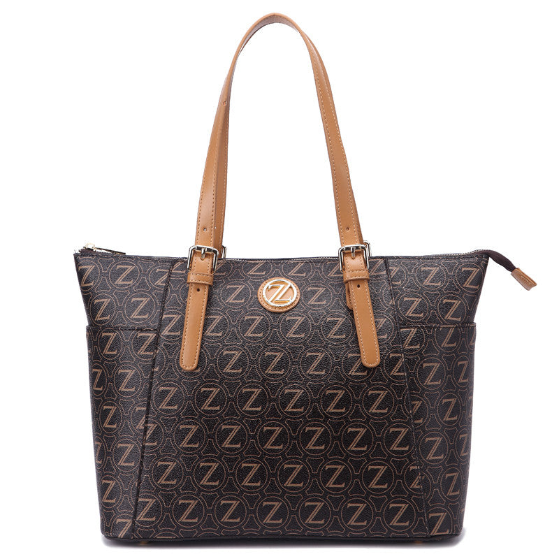 Zeneve London T245 work to weekend monogram tote-Dark Brow