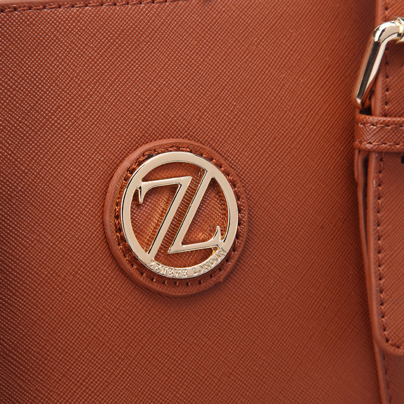 Zeneve London S252 Belted Handle Satchel-Brown