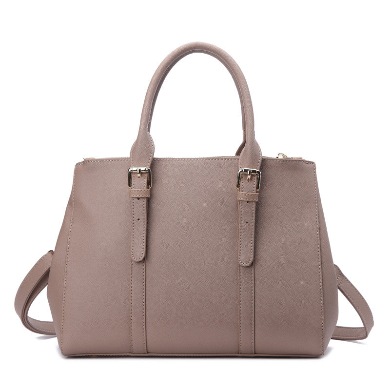 Zeneve London S253 Belted Handle Satchel-Beige