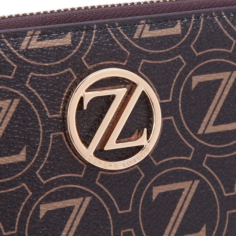 Zeneve London W215 mongram wallet - Dark Brown