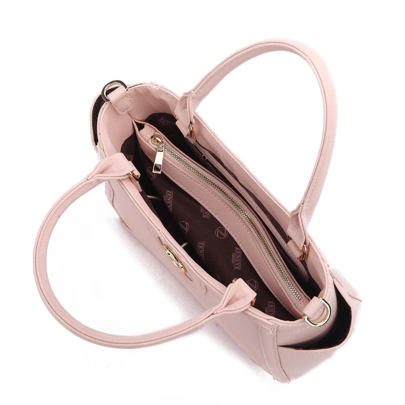 Zeneve London S234 strippled monotone Satchel-Pink