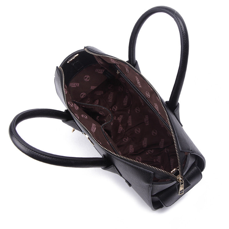 Zeneve London S241 Natural Grain Satchel-Black